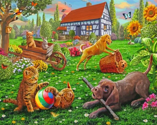 Animals In Garden Diamond Paintings