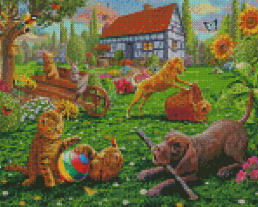 Animals In Garden Diamond Paintings