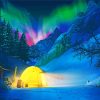 Aurora Camping In Snow Diamond Paintings