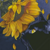 Black Cat With Sunflowers Diamond Paintings
