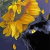 Black Cat With Sunflowers Diamond Paintings