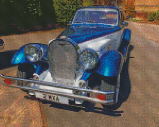 Blue And White Panther Deville Car Diamond Paintings