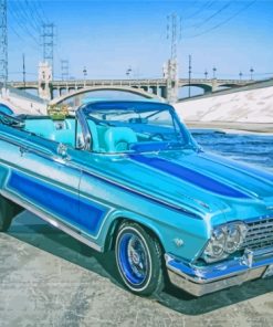 Blue Lowrider Car Diamond Paintings