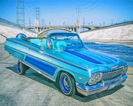 Blue Lowrider Car Diamond Paintings