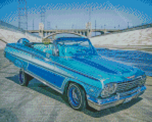 Blue Lowrider Car Diamond Paintings