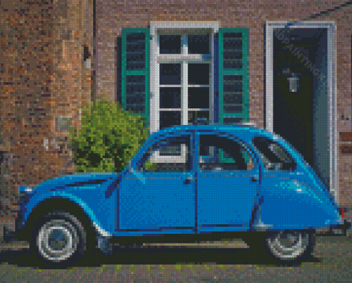 Blue Citroen 2cv Car Diamond Paintings