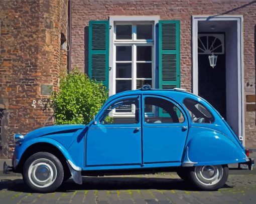 Blue Citroen 2cv Car Diamond Paintings