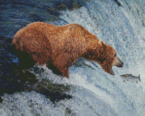 Brown Bear Fishing In Water Diamond Paintings