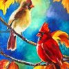 Cardinals Couple Abstract Diamond Paintings