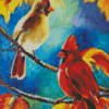 Cardinals Couple Abstract Diamond Paintings