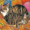 Cat And Kitten With Yarn Basket Diamond Paintings