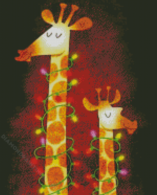 Christmas Giraffes Lights Diamond Paintings