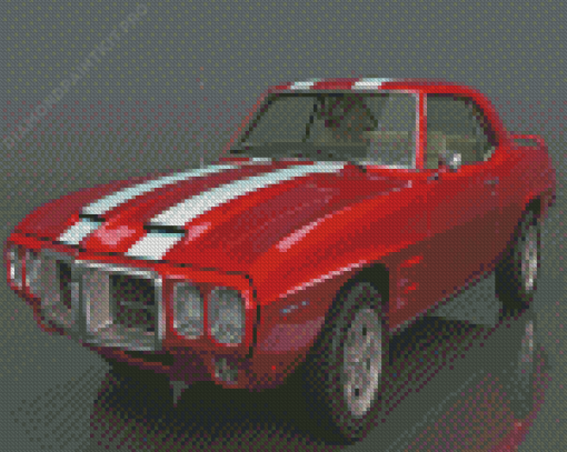 Classic Red 1969 Pontiac Firebird Car Diamond Paintings