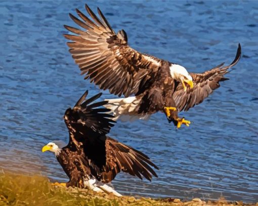 Eagles On The River Diamond Paintings