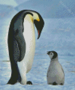 Emperor Penguin And Baby Penguin Diamond Paintings