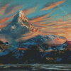 Erebor Mountains At Sunset Diamond Paintings