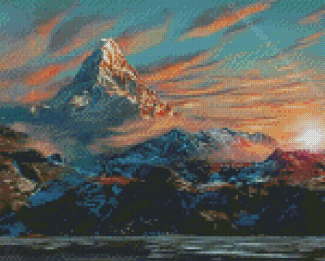 Erebor Mountains At Sunset Diamond Paintings