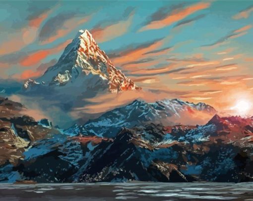 Erebor Mountains At Sunset Diamond Paintings