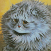 Fat Long Hair Grey Cat Diamond Paintings