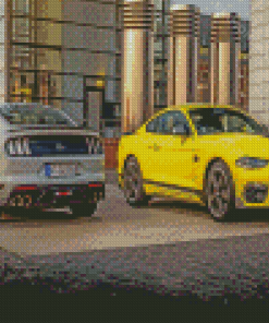 Grey And Yellow Mustang Mach 1 Cars Diamond Paintings