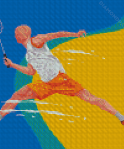 Illustration Badminton Player Diamond Paintings
