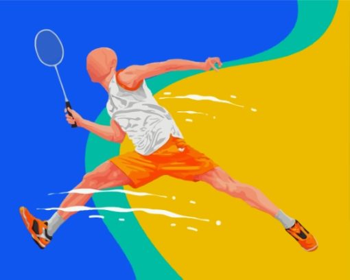 Illustration Badminton Player Diamond Paintings