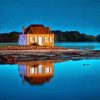 Isolated House Reflection At Night Diamond Paintings