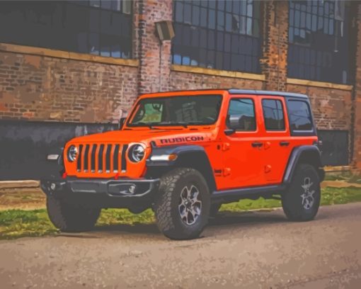 Orange Jeep Diamond Paintings