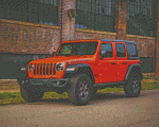 Orange Jeep Diamond Paintings