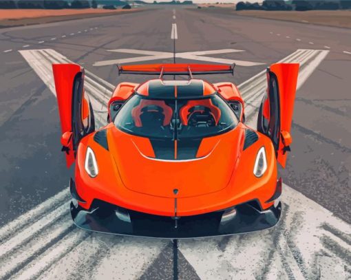 Orange Koenigsegg Agera Sport Car Diamond Paintings