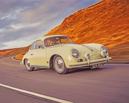 Porsche 356 Car On The Road Diamond Paintings