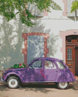 Purple Citroen 2cv Car Diamond Paintings