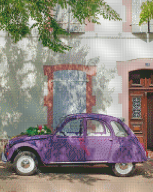 Purple Citroen 2cv Car Diamond Paintings