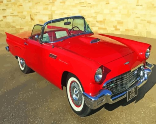 Red Classic 57 Thunderbird Diamond Paintings