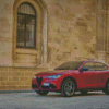 Red Stelvio Alfa Romeo Car Diamond Paintings