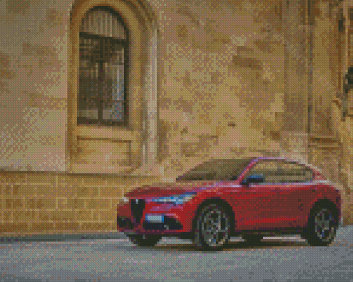 Red Stelvio Alfa Romeo Car Diamond Paintings