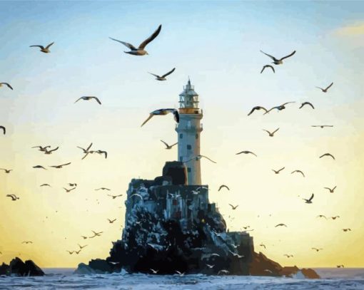 Seagulls Fastnet Lighthouse Diamond Paintings