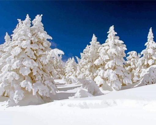 Snow Covered Forest Trees Diamond Paintings