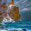 Split Rock Lighthouse Minnesota Snow Diamond Paintings