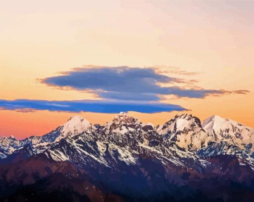 Sunset On Himalayas Diamond Paintings