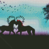 Two Horses In Love Silhouette Diamond Paintings