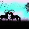 Two Horses In Love Silhouette Diamond Paintings