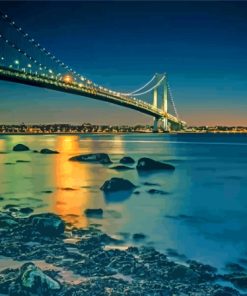 Verrazzano Narrows Bridge At Night Diamond Paintings