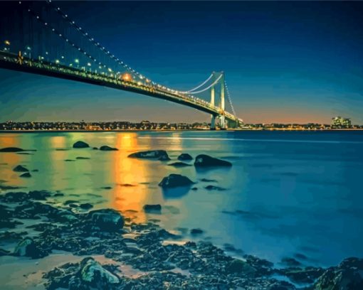 Verrazzano Narrows Bridge At Night Diamond Paintings