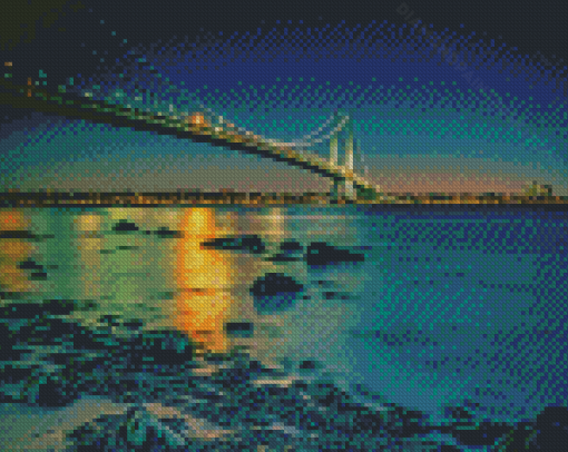 Verrazzano Narrows Bridge At Night Diamond Paintings