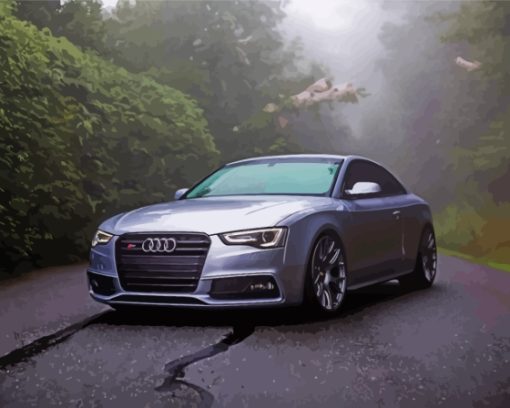 Audi S5 In Misty Forest Diamond Paintings