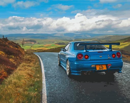 Blue Nissan GTR R34 Diamond Paintings