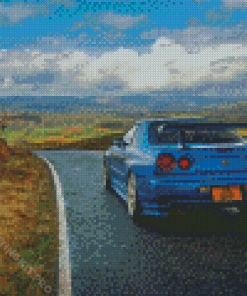 Blue Nissan GTR R34 Diamond Paintings