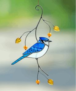 Blue Glass With Birds Diamond Paintings