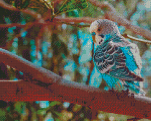 Blue Parakeet On Branch Diamond Paintings